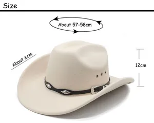 Detailed size guide for men's wool fedora hat with brim and crown measurements