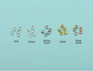 Detailed view of 3D heart-shaped S925 sterling silver beads in five metallic finishes