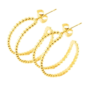 18K gold plated titanium steel beaded hoop earrings with geometric design for women