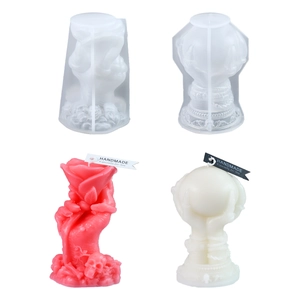 Halloween skull candle silicone mold for DIY resin ornaments and gothic home decor