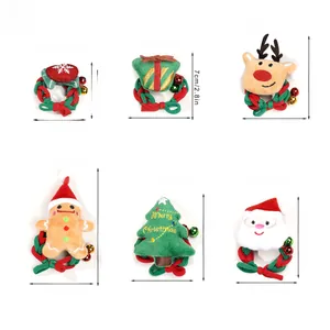 Christmas plush scrunchie set showing detailed size and weight specs for six holiday styles