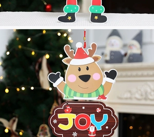 Charming paper reindeer hanging ornament with JOY sign for Christmas door and home decoration