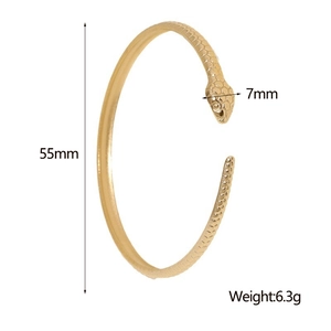 Golden wavy snake-shaped stainless steel bracelet with scale texture 55mm diameter