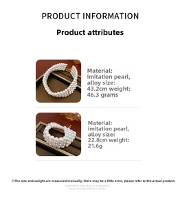 Spécifications du set collier et bracelet en perles avec détails du matériau et taille