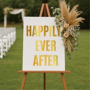 5-inch gold foil alphabet stickers for wedding welcome board with wooden easel stand
