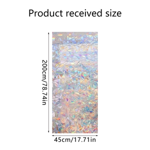Detailed view of rainbow window film dimensions 200x45cm with irregular prism texture