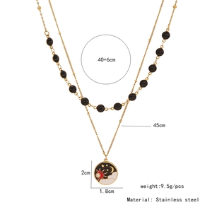 Detailed size chart for double-layered stainless steel heart pendant necklace