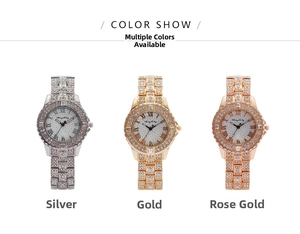 Comparaison détaillée de montres luxe en strass en couleurs argent, or et or rose