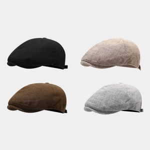 Coppia Piatta Vintage Poliestere Texturizzato Traspirante Protezione Solare Fibbia Regolabile Stile Britannico Uomo