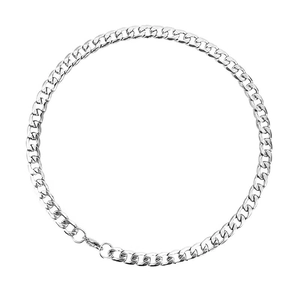 Classic silver titanium steel Cuban link chain necklace with lobster clasp for men and women