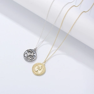 Vintage S925 sterling silver queen coin necklaces in gold and silver with O-chain