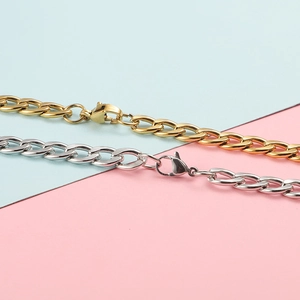 Classic stainless steel Cuban link necklaces in gold and silver with lobster clasps