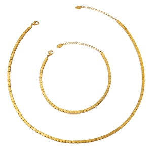 Minimalist 18K Gold Plated Titanium Steel Square Cube Bead Chain Necklace And Anklet For Women Fashionable Jewelry