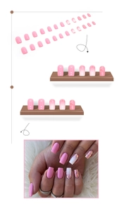 Faux ongles carrés dégradés rose et paillettes en coffret professionnel de 24 pièces