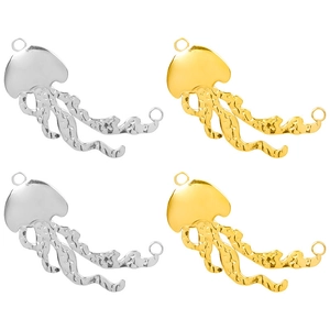 Jellyfish Pendant Charm 304 Stainless Steel Irregular Hammered Texture DIY Jewelry Making For Necklace Gold Silver Tone