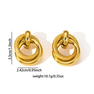Boucles d'oreilles vintage en acier titane doré 18 carats avec finitions mixtes