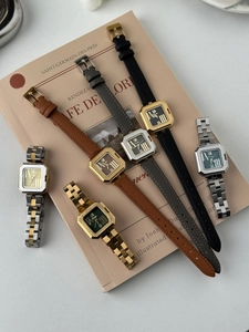 Collezione di orologi quadrati ottagonali retrò con cinturini in pelle e acciaio