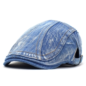 Washed Cotton Denim Beret Hat For Women Men Vintage Newsboy Cap Casual Adjustable Flat Cap Fashion Outdoor Sun Protection Headwear