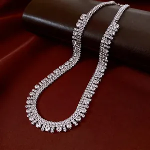 Collana Con Frange Di Zirconi Di Lusso A Più File In Rame Con Strass Per Gioielli Da Festa Serale Da Donna