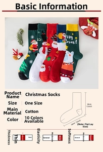 Detailed close-up of cotton Christmas socks with festive Santa and snowman patterns
