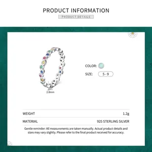 Rainbow gemstone band in S925 sterling silver with a 2.8mm width minimalist design