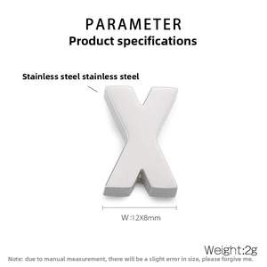 Pendentif lettre X en acier inoxydable poli mesurant 12x8mm et pesant 2g
