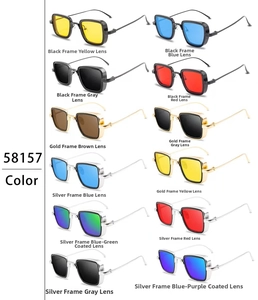 Multiple color options for model 58157 square frame retro metal fashion sunglasses