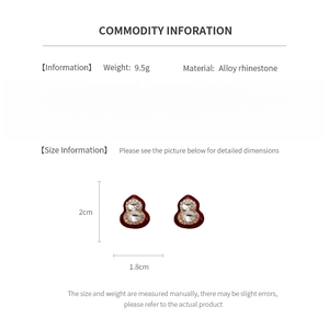 Size information and technical parameters for red rhinestone gourd earrings
