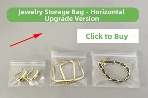 Detailed view of horizontal PVC jewelry zip bags showing storage for earrings and chains