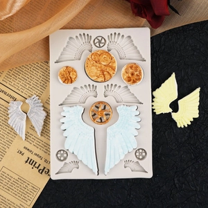 Mechanical wings and gear silicone mold for fondant cake decorating and DIY baking