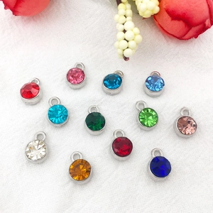 Set of 12 colorful alloy rhinestones birthstone charms for DIY jewelry making pendants