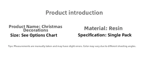 Spécifications détaillées des ornements de Noël en résine avec infos matériau et dimensions