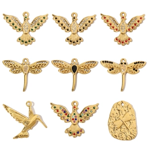 Dragonfly Bird Eagle Charms Pendants Stainless Steel Zircon Rhinestone DIY Jewelry Making Gold Plated Vintage Luxury