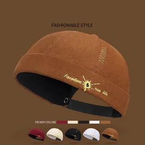 Cotton Docker Hat Brimless Miki Cap Freedom Embroidery Retro Hip Hop Style Adjustable Skullcap For Men Women Fashion