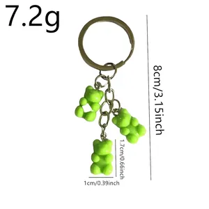 Creative colorful resin cartoon bear keychain pendant with total length of 8cm and 7.2g weight