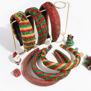 Christmas Knotted Headband Red Green Gold Sparkling Metallic Festive Hair Hoop Accessory For Women