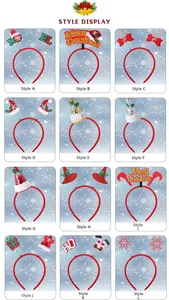Set de doce diademas navideñas festivas con purpurina, fieltro y detalles de lentejuelas