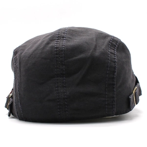 Classic cotton canvas newsboy cap in dark grey with side metal adjustable buckles