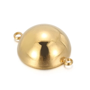 Polished gold plated semi-sphere ring connector DIY jewelry making components