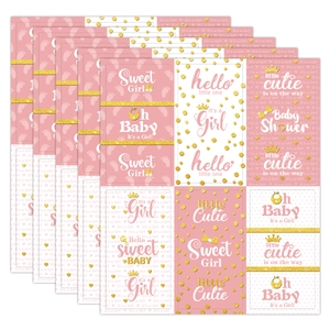 Pink and gold Baby Shower candy bar wrappers with Sweet Girl and It's a Girl prints