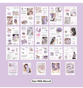 Detail view of 20pc purple ballet style sticker pack with bows stars and card set