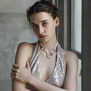 18K gold-plated sun pendant necklace on a floral woven ribbon cord for women