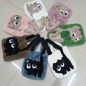Cartoon plush crossbody bags in multiple colors featuring cute large eye designs