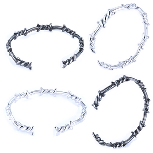 Stainless Steel Barbed Wire Open Bangle Punk Gothic Adjustable Cuff Bracelet For Men Women Industrial Streetwear