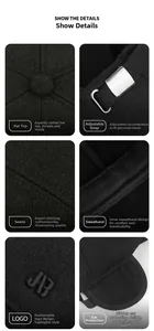 Detailansicht der Winter-Baseballkappe mit Ohrenklappen, Metallschnalle und JB-Stickerei