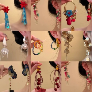 Flower Tassel Drop Earrings For Women Bridal Fashion Rhinestone Inlaid With 925 Sterling Silver Earring Post Vintage