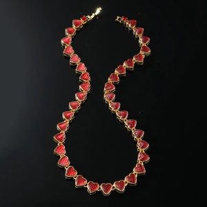 Collana A Catena Cubana A Forma Di Cuore Con Strass Completi Lega Hip Hop Streetwear Per Uomini