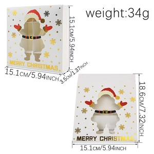 Christmas gift box and bag set with gold snowflake and Santa Claus patterns