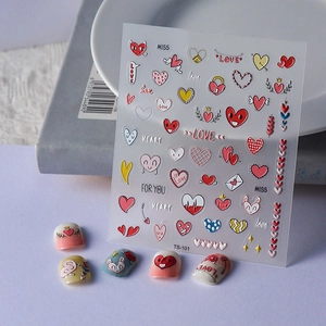 3D Embossed Heart Nail Art Stickers Adhesive Decals Japanese Style Cute Sweet DIY Manicure Decoration For Women