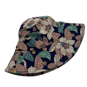 Floral sun hat with face shield and neck protection for outdoor activities